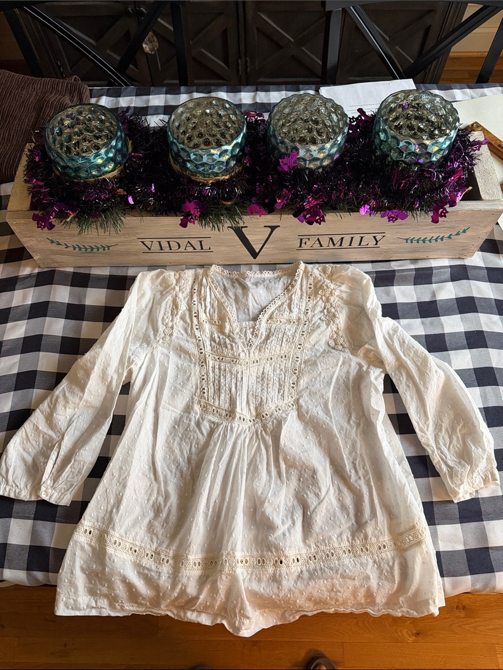 Boho Eyelet Peasant Top - White